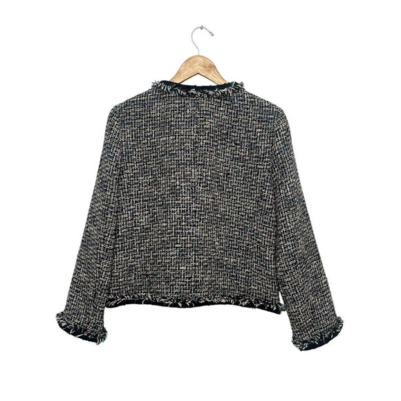 J. Crew Lady Metallic Tweed Jacket Blazer Black Rainbow Multi Fringe Women’s 8 - Picture 8 of 15